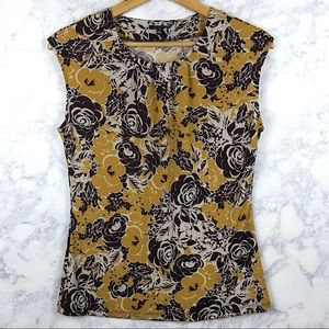 The Limited Purple Yellow Floral Sleeveless Blouse